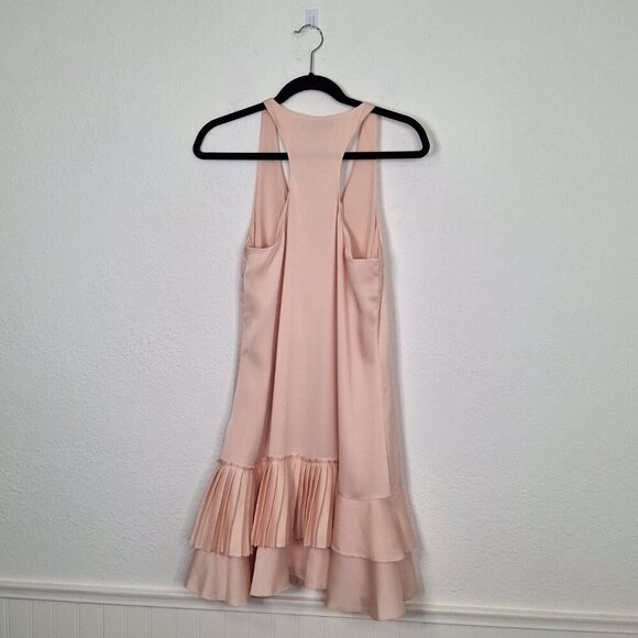 Banana Republic Satin Midi Dress Sz 6 Racerback Tiered Party Cocktail Neutral - Picture 9 of 16